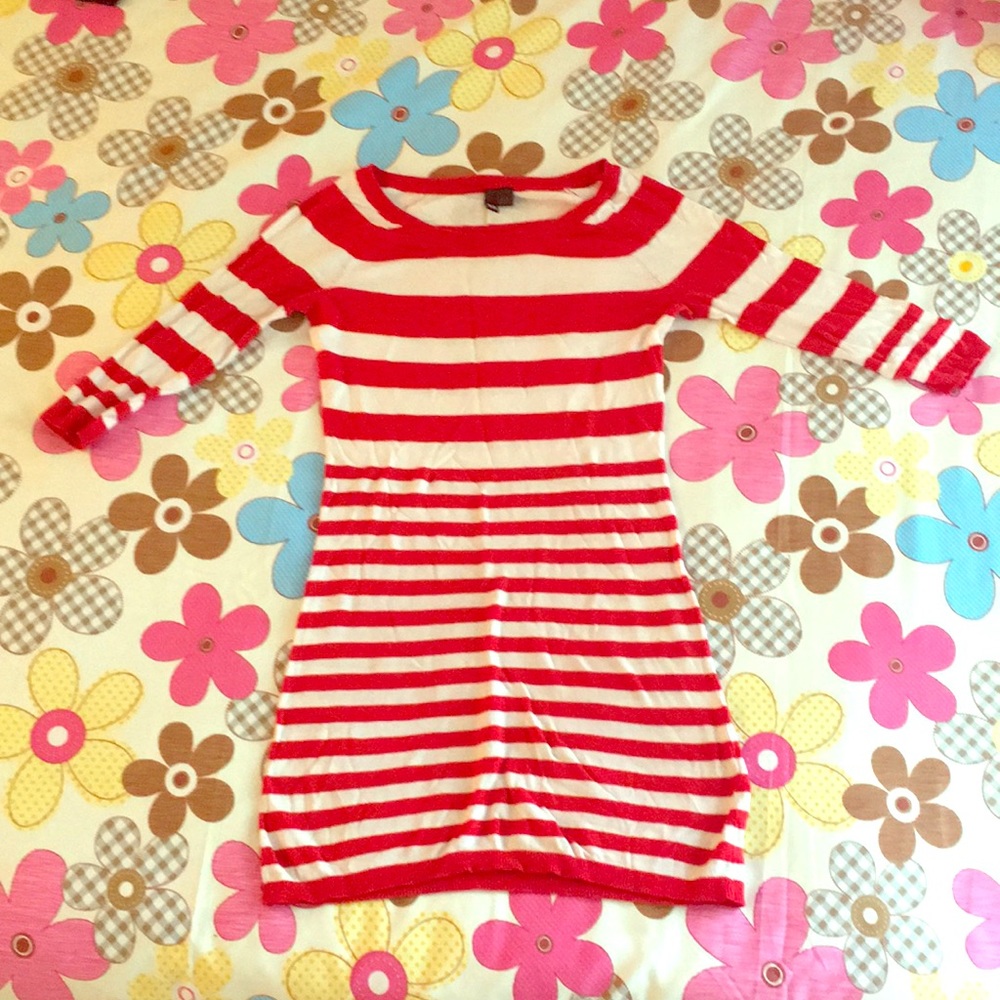 H&M  red strip sweater dress small size
